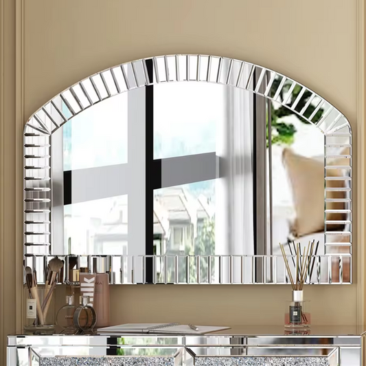 Grote Gebogen Wandspiegel 100 × 70 cm met Afgeschuind Glazen Frame