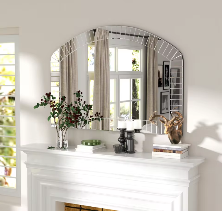 Grote Gebogen Wandspiegel 100 × 70 cm met Afgeschuind Glazen Frame