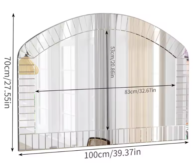 Grote Gebogen Wandspiegel 100 × 70 cm met Afgeschuind Glazen Frame