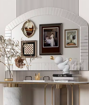 Grote Gebogen Wandspiegel 100 × 70 cm met Afgeschuind Glazen Frame