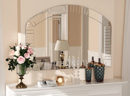 Grote Gebogen Wandspiegel 100 × 70 cm met Afgeschuind Glazen Frame