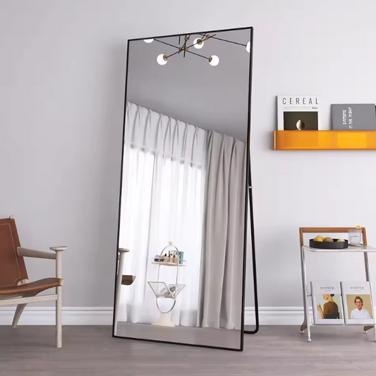 Grote Vloerspiegel 180 × 80 cm met Metalen Frame, Staand of Wandmontage