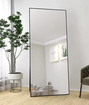 Grote Vloerspiegel 180 × 80 cm met Metalen Frame, Staand of Wandmontage