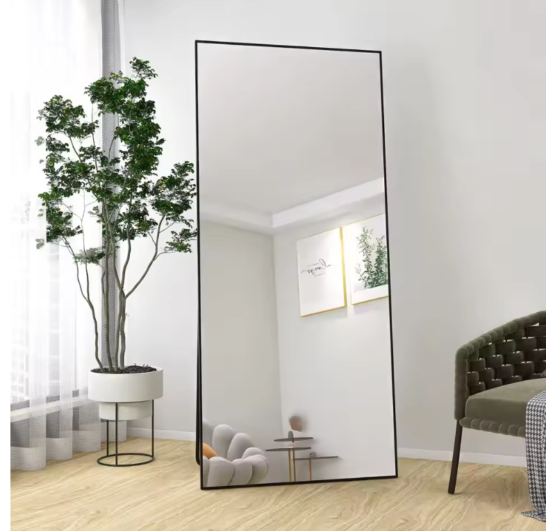 Grote Vloerspiegel 180 × 80 cm met Metalen Frame, Staand of Wandmontage