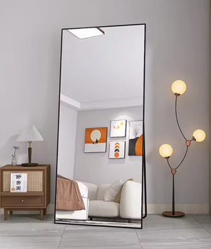 Grote Vloerspiegel 180 × 80 cm met Metalen Frame, Staand of Wandmontage