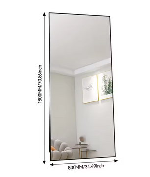Grote Vloerspiegel 180 × 80 cm met Metalen Frame, Staand of Wandmontage