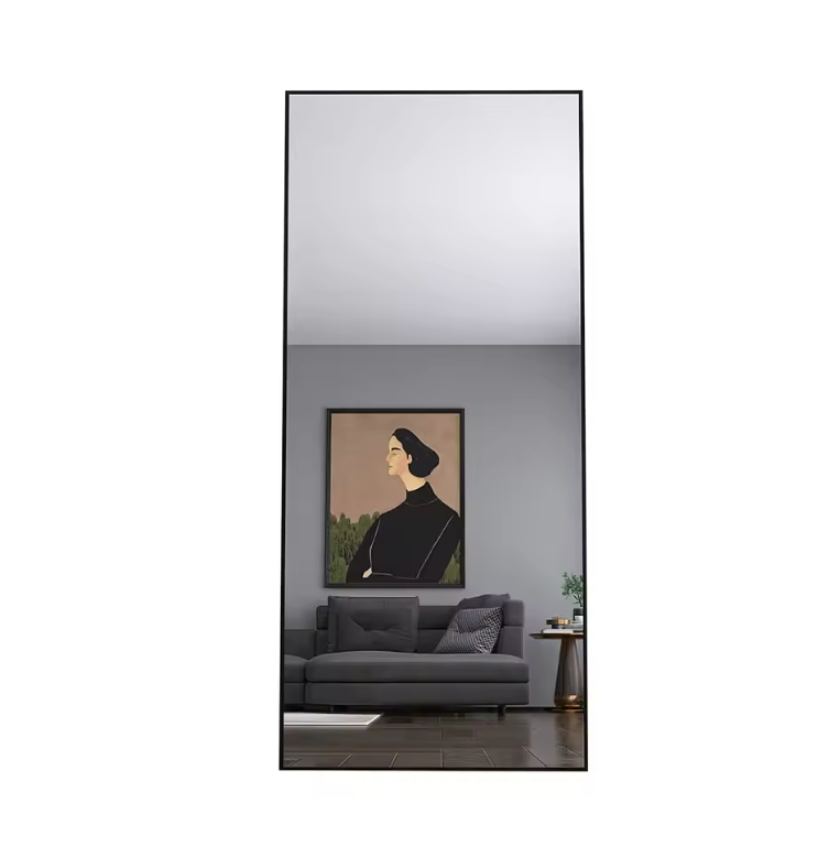 Grote Vloerspiegel 180 × 80 cm met Metalen Frame, Staand of Wandmontage