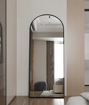 Gebogen Vloerspiegel 180 × 80 cm met Aluminium Frame en HD Glas