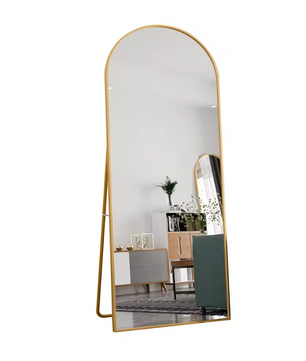 Gebogen Vloerspiegel 180 × 80 cm met Aluminium Frame en HD Glas