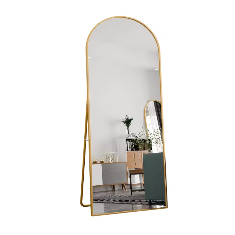 Gebogen Vloerspiegel 180 × 80 cm met Aluminium Frame en HD Glas