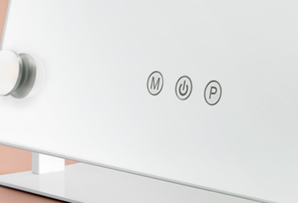 Make-upspiegel met LED-Verlichting, Dimbaar, Aanraakbediening en USB-Poorten