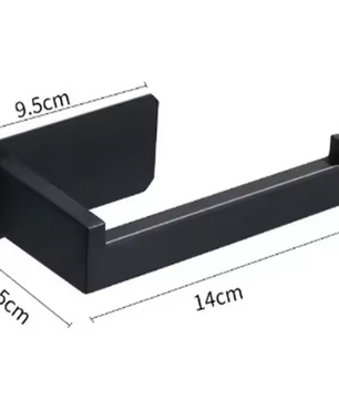 Zelfklevende Toiletrolhouder van RVS – Zwart, Zonder Boren