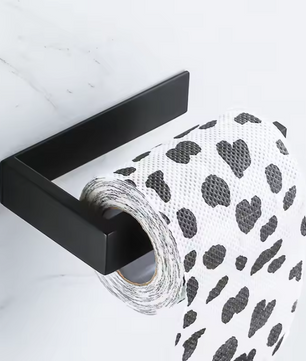 Zelfklevende Toiletpapierhouder van RVS – Mat Zwart, Vierkant