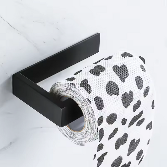 Zelfklevende Toiletpapierhouder van RVS – Mat Zwart, Vierkant