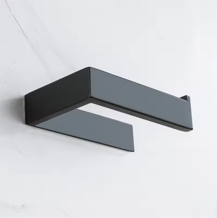 Zelfklevende Toiletpapierhouder van RVS – Mat Zwart, Vierkant