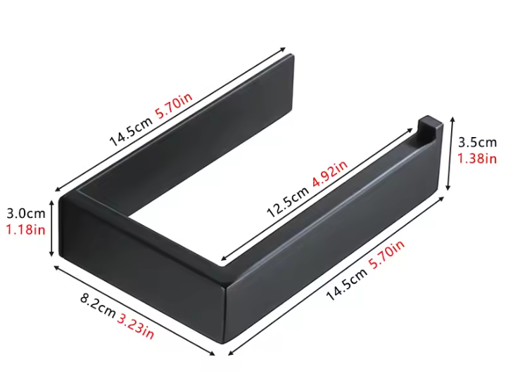 Zelfklevende Toiletpapierhouder van RVS – Mat Zwart, Vierkant