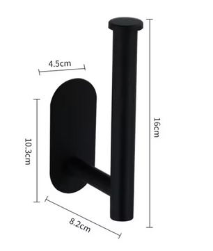 Zelfklevende Toilet- en Keukenrolhouder – Zwart, Wandmontage Zonder Boren