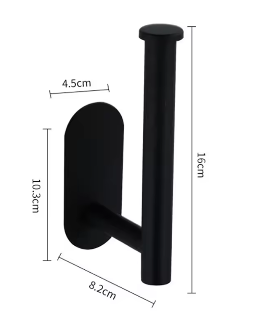 Zelfklevende Toilet- en Keukenrolhouder – Zwart, Wandmontage Zonder Boren