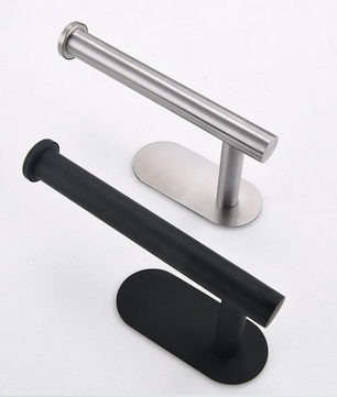 Zelfklevende Toilet- en Keukenrolhouder – Zwart, Wandmontage Zonder Boren