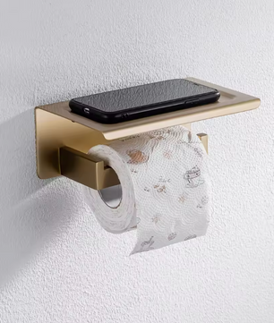 Toiletpapierhouder van RVS met Opbergrek – Wandhouder voor Badkamer en Keuken