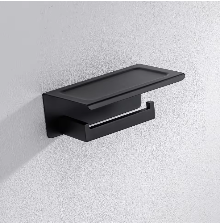 Toiletpapierhouder van RVS met Opbergrek – Wandhouder voor Badkamer en Keuken