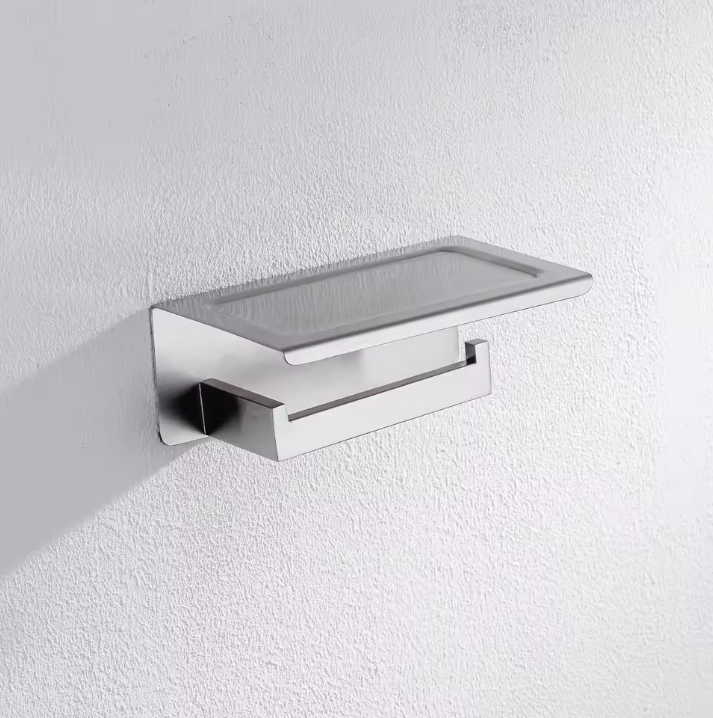 Toiletpapierhouder van RVS met Opbergrek – Wandhouder voor Badkamer en Keuken