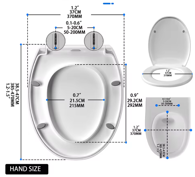 D-vormige Soft Close Toiletzitting – Antibacterieel, Quick Release