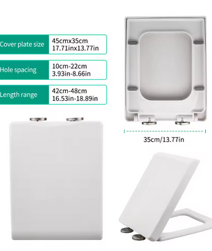 Vierkante Toiletzitting met Soft-Close, Anti-Bacterieel en Verwijderbare Deksel