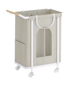 Wasmand op Wielen – 2 Secties, Verwijderbare Tas, Beige