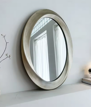 Antieke Barok Gouden Ovale Wandspiegel met Afgeschuind Frame voor Woonkamer en Slaapkamer