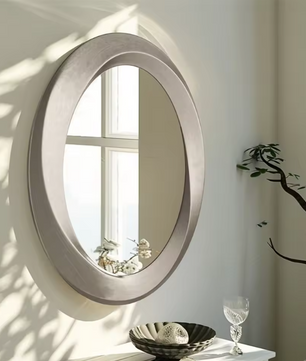 Antieke Barok Gouden Ovale Wandspiegel met Afgeschuind Frame voor Woonkamer en Slaapkamer