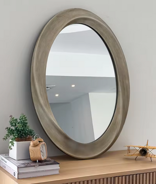 Antieke Barok Gouden Ovale Wandspiegel met Afgeschuind Frame voor Woonkamer en Slaapkamer