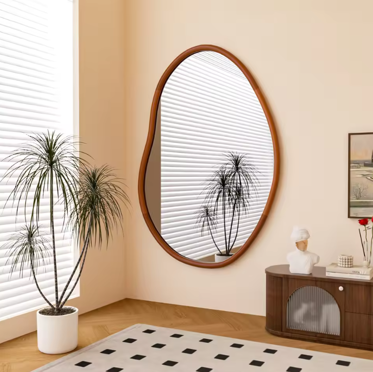 Onregelmatige Houten Decor Spiegel met Ingelijst Frame voor Woonkamer en Slaapkamer