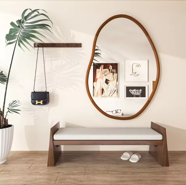 Onregelmatige Houten Decor Spiegel met Ingelijst Frame voor Woonkamer en Slaapkamer