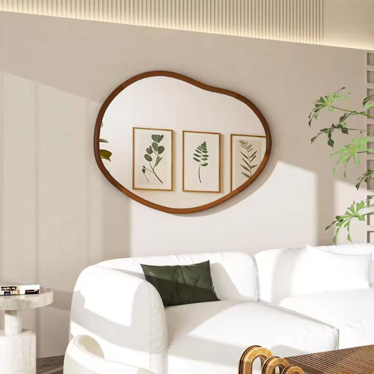 Onregelmatige Houten Decor Spiegel met Ingelijst Frame voor Woonkamer en Slaapkamer