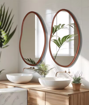 Onregelmatige Houten Decor Spiegel met Ingelijst Frame voor Woonkamer en Slaapkamer