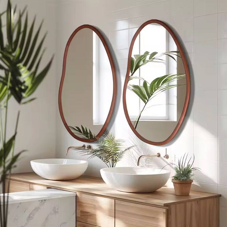 Onregelmatige Houten Decor Spiegel met Ingelijst Frame voor Woonkamer en Slaapkamer