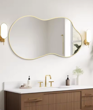 Asymmetrische Wandspiegel 116 × 66 cm met Goudkleurig Frame en Golvende Design