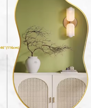 Asymmetrische Wandspiegel 116 × 66 cm met Goudkleurig Frame en Golvende Design