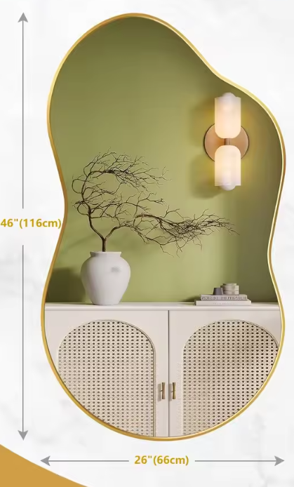 Asymmetrische Wandspiegel 116 × 66 cm met Goudkleurig Frame en Golvende Design