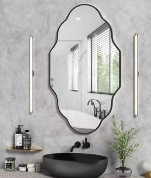 Asymmetrische Wandspiegel 116 × 66 cm met Goudkleurig Frame en Golvende Design