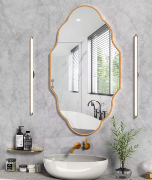 Asymmetrische Wandspiegel 116 × 66 cm met Goudkleurig Frame en Golvende Design