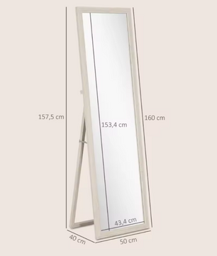 Full-Body Spiegel 160 × 50 cm – Rechthoekig Ingelijst, Multifunctioneel voor Woonkamer en Slaapkamer