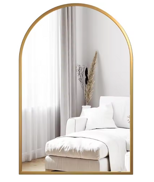 Badkamer Make-upspiegel met Metaal Frame, Rechthoekige Boogspiegel van Geharde Glas