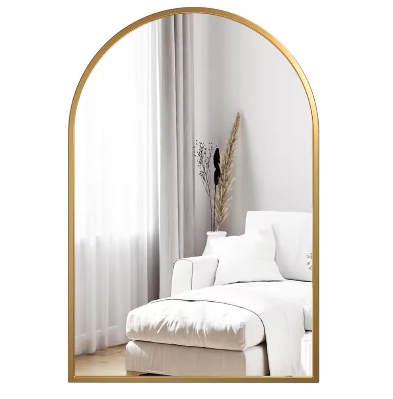 Badkamer Make-upspiegel met Metaal Frame, Rechthoekige Boogspiegel van Geharde Glas