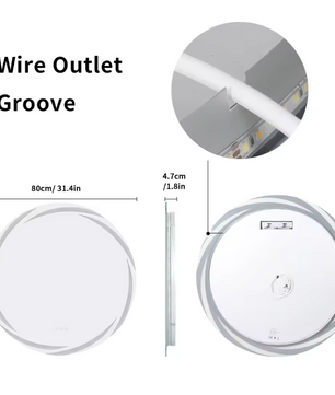 Anti-Fog LED Badkamerspiegel met 3 Kleuren Licht en Backlit, Muur Gemonteerd