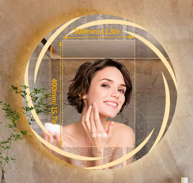 Anti-Fog LED Badkamerspiegel met 3 Kleuren Licht en Backlit, Muur Gemonteerd