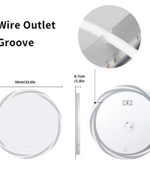 Anti-Fog LED Badkamerspiegel met 3 Kleuren Licht en Backlit, Muur Gemonteerd