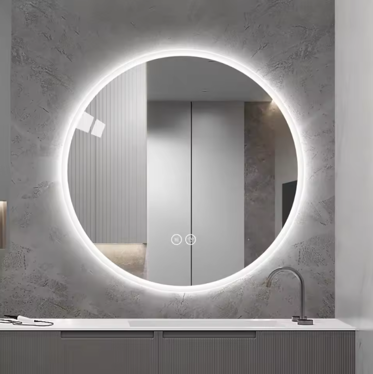 Moderne Ronde LED Spiegel 80 cm – Antikondens, Verstelbare Verlichting voor Badkamer of Slaapkamer