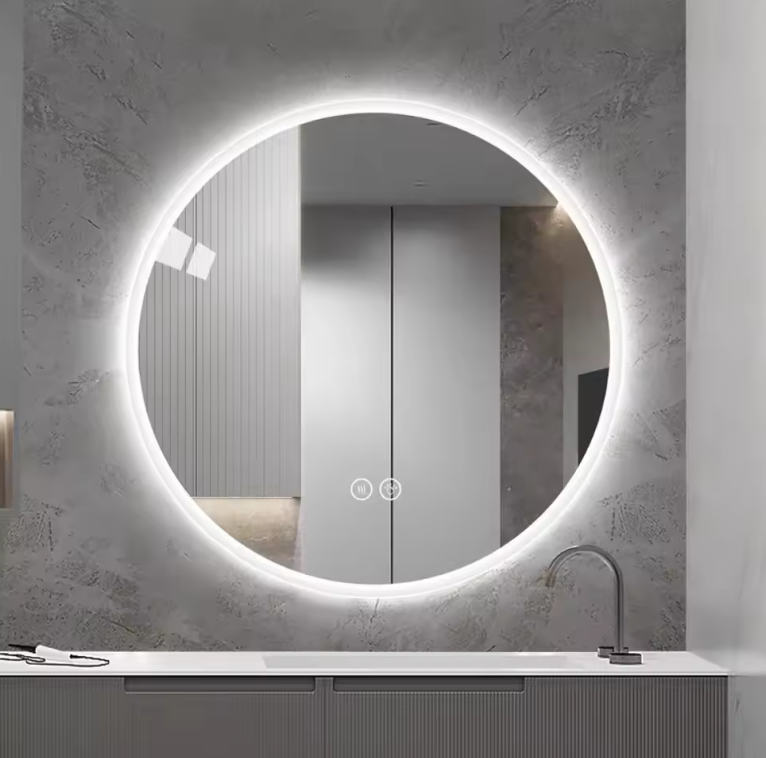 Moderne Ronde LED Spiegel 80 cm – Antikondens, Verstelbare Verlichting voor Badkamer of Slaapkamer